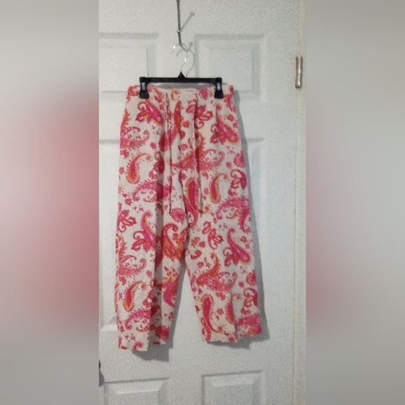 Vintage Units Petite Paisley Print Sleeveless Linen Top and Capri Set Resort - Picture 5 of 5